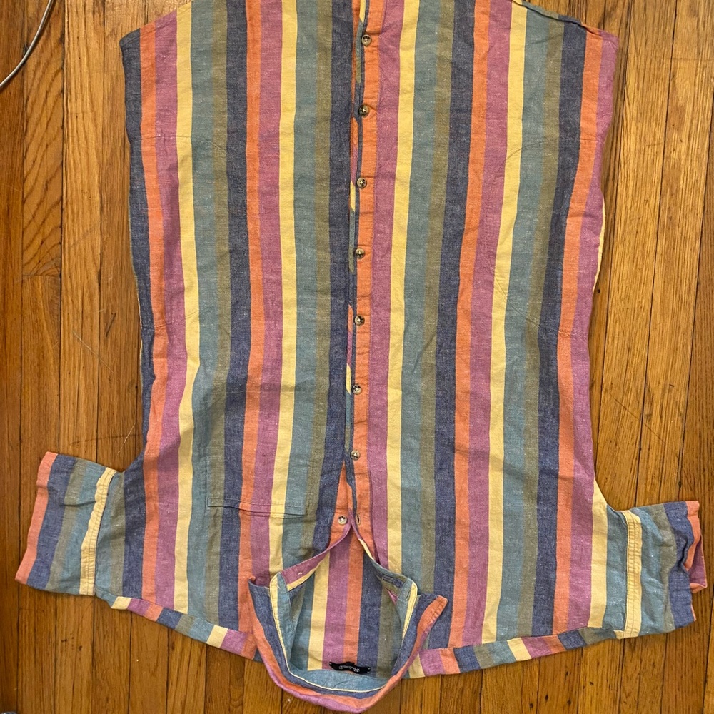 Madewell rainbow stripe courier shirt dress 🌈